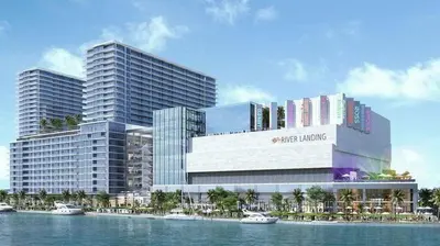 a rendering of a large building with boats in the water at Unique Studio in Little Havana Reserved Parking in Miami