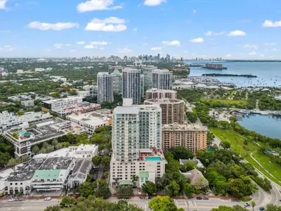 an aerial view of a city with tall buildings at Private Residences at Hotel Arya by SoFLA Vacations in Miami