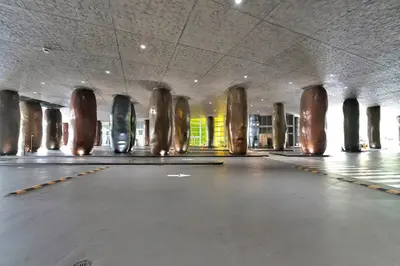 an empty room with columns in a building at Luxurious 5-STAR condo at the ICON Brickell in Miami