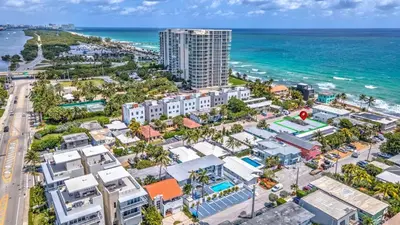 an aerial view of a city and the ocean at Dania Beach 1BR | Views + WiFi + Parking in Dania Beach