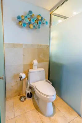 a bathroom with a toilet and a shower at Penthouse with Private Rooftop in Miami Beach