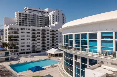 an aerial view of a hotel with buildings at Shine Suites Balcony Duplex 5 in Miami Beach