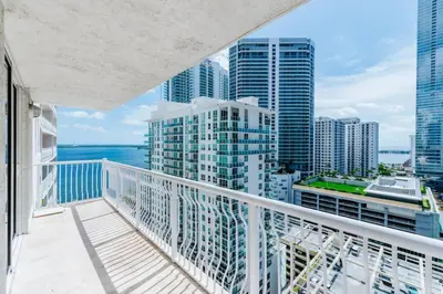 a balcony with a view of the city at Awesome 4BR APT at Brickell in Miami