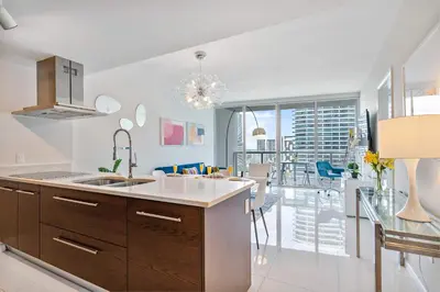 a kitchen with a sink and a counter top at MVR - Icon Brickel River & Bay Views in Miami