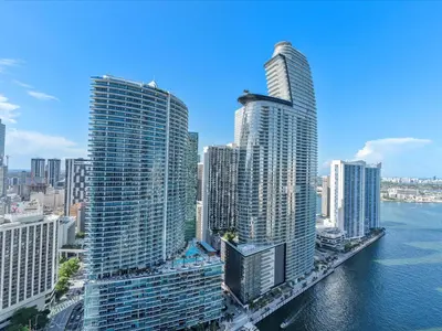an aerial view of a city with tall buildings at MVR - High-Rise Escape with Spa Access in Miami