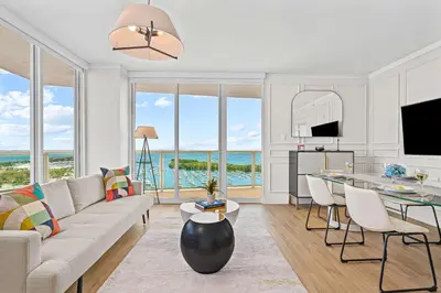 a living room with a couch and a table at MVR - Steps from Miami-s Top Attractions in Miami