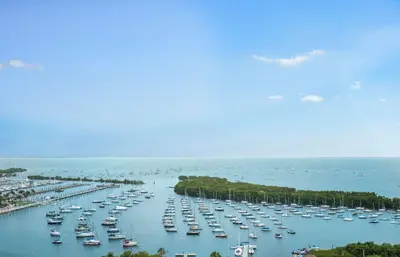 a bunch of boats are docked in a harbor at MVR - Views You-ll Brag About for Years in Miami