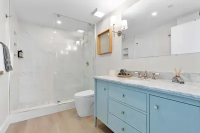 a bathroom with a shower and a sink and a toilet at MVR-No More Hassles-Just Peace & Luxury in Miami