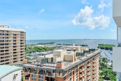 an aerial view of a building with a marina at MVR - Designed for Design Lovers Who Travel in Miami