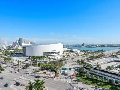 an aerial view of a city with a large building at MVR - Only for VIP Travelers - Luxe Stay in Downtown in Miami
