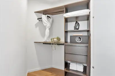 a closet with a shelf and a microwave at MVR - Miami-s #1 Rated 1BR - Sup3rhost Approved in Miami