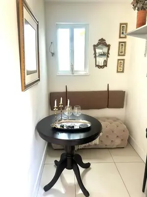 a black table in a room with a couch at Retreat Independent Entire Room in Princeton