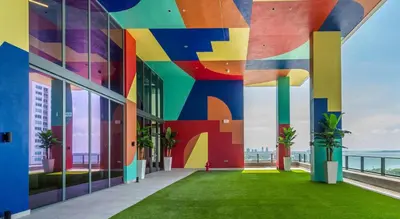 a colorful mural on the side of a building at Heart of Downtown Miami in Miami