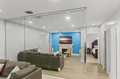 a living room with a couch and a fireplace at Family Oasis Near Hard Rock Stadium & Beaches in Norland