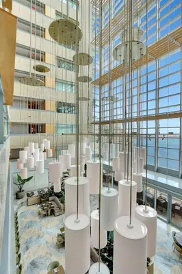 a large room with white sculptures in front of a building at ★Luxury Studio with king bed+Free Parking+Netflix★ in Miami