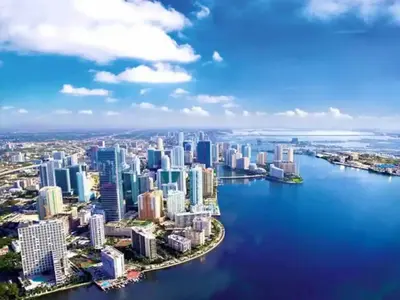an aerial view of a city with a body of water at ★Luxury Studio with king bed+Free Parking+Netflix★ in Miami