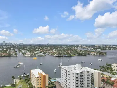 a view of a harbor with boats in the water at Ritz-Carlton 2br 17th fl Penthouse Hotel Condo in Fort Lauderdale