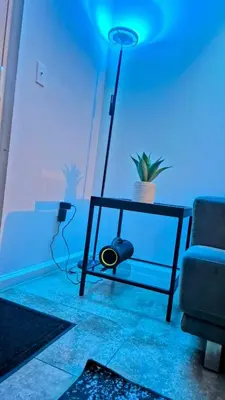 a living room with a table with a plant on it at 36th Floor Brickell Suite with City Skyline and Bay Views in Miami