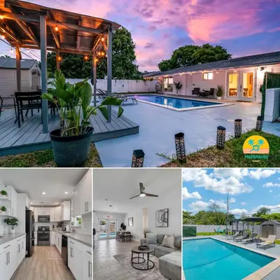 a home with a swimming pool and a house at Hope Casa Heated Pool and BBQ 4bedrooms 2baths by HostyMosty in Hollywood