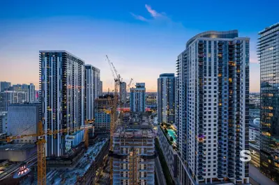 a view of a city with tall buildings at Stylish City Condo in the Heart of Downtown Miami in Miami