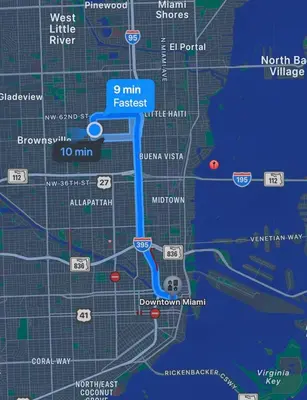 a map of a city with red dots at HOT TUB and Washer & Dryer in Unit in Miami