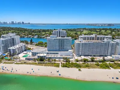an aerial view of the beach and buildings at 530 - Miami Beach Large studio Ocean View in Miami Beach