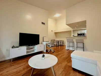 a living room with a couch and a tv at 1B - 1B Apartment for 3 at Pembroke Pines in Pembroke Pines