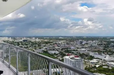 a view of a city from the top of a building at Waterfront 1BR w Bay ViewsBalcony Full Kitchen in Miami