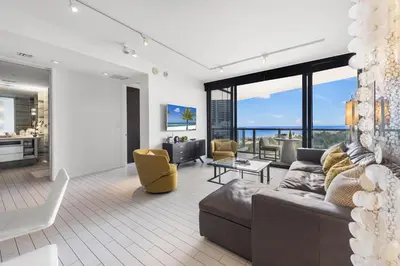 a living room with a couch and a table at Oceanview Private Home at South Beach-814 1B in Miami Beach