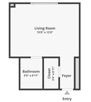 a floor plan of a small house at Tropical South Beach Condo - Pool & Miami Beach Vibes in Miami Beach