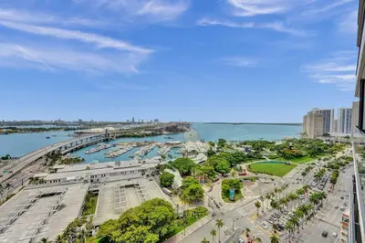 an aerial view of a city with a harbor at Miami 3BR Retreat City and Bay Views in Miami