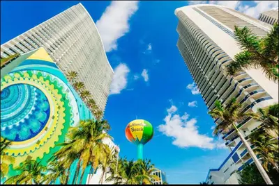 a hot air balloon in front of a building at 2 Br 2 Bath Waterfront Apt Walking To Beach in Hallandale Beach