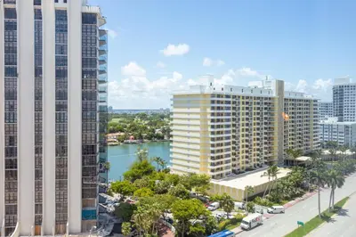 an aerial view of a city with tall buildings at UNIT #908 Castle Beach Club Condominium in Miami Beach