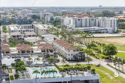 an aerial view of a city with buildings at Studio Apt in Downtown Doral in Miami