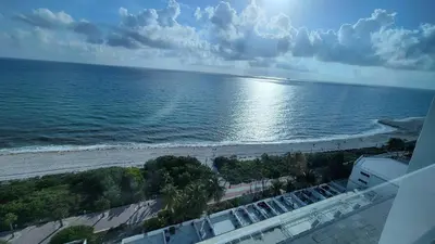 a view of the ocean from a building at Amazing ocean view studio 14 floor Free parking in Miami Beach