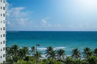 a view of the ocean from a building at Hollywood Beachfront 2-Bedroom Condo with Ocean Views in Hollywood