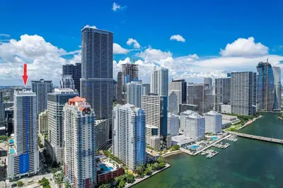 an aerial view of a city with tall buildings at Stunning 2B2B Ocean and City Views with Free Parking in Miami