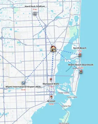 a map of the united states at N. Miami Studio | Stylish Stay Minutes from Ocean in North Miami