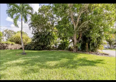 a green yard with two palm trees and grass at Homeaway Haven in Fort Lauderdale