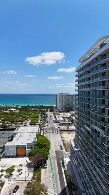 an aerial view of a city with the ocean at Luxury View-Walk to beach! in Miami Beach