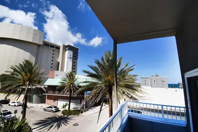 a view from the balcony of a hotel with palm trees at Coastal Collection in Fort Lauderdale