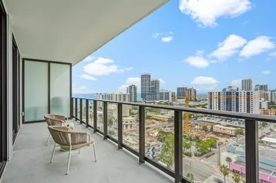 a balcony with a view of the city at 72 Park Condo - City Views & Prime Location in Miami Beach