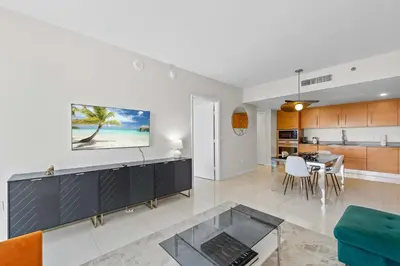 a living room with a couch and a table at Luxury Waterfront Brickell ICON W-Hotel Balcony Water Views in Miami