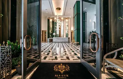 a lobby with a door leading into a building at GREAT STUDIO - Luxe Brickell Stay Near Bay in Miami
