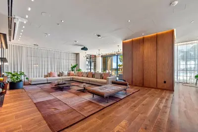 a living room with a couch and a table at Fly Hight - Studio W Free Parking in Miami
