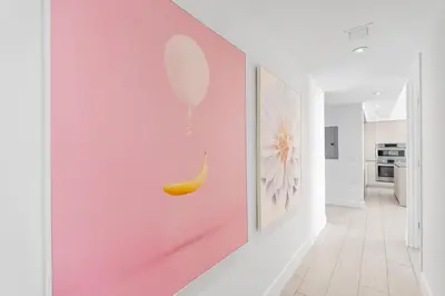 a banana hanging on a wall in a hallway at Spectacular 3br and 2ba in Hyde Beach House in Hollywood