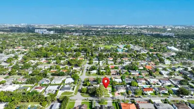 an aerial view of a suburb with a red marker at NEW house in Miami Casa Calle 19 in Miami