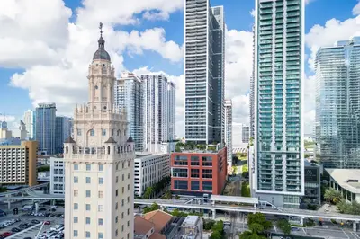 a view of a city with tall buildings at 2105 Modern studio with Balcony a Pool and a 24 hour Gym in Downtown Miami in Miami