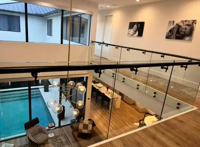 an overhead view of a house with a swimming pool at Luxury Gem in Fort Lauderdale
