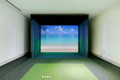 an empty room with a view of the ocean at Sleek Escape-Resort-Style Stay with Pool Spa & more in Miami